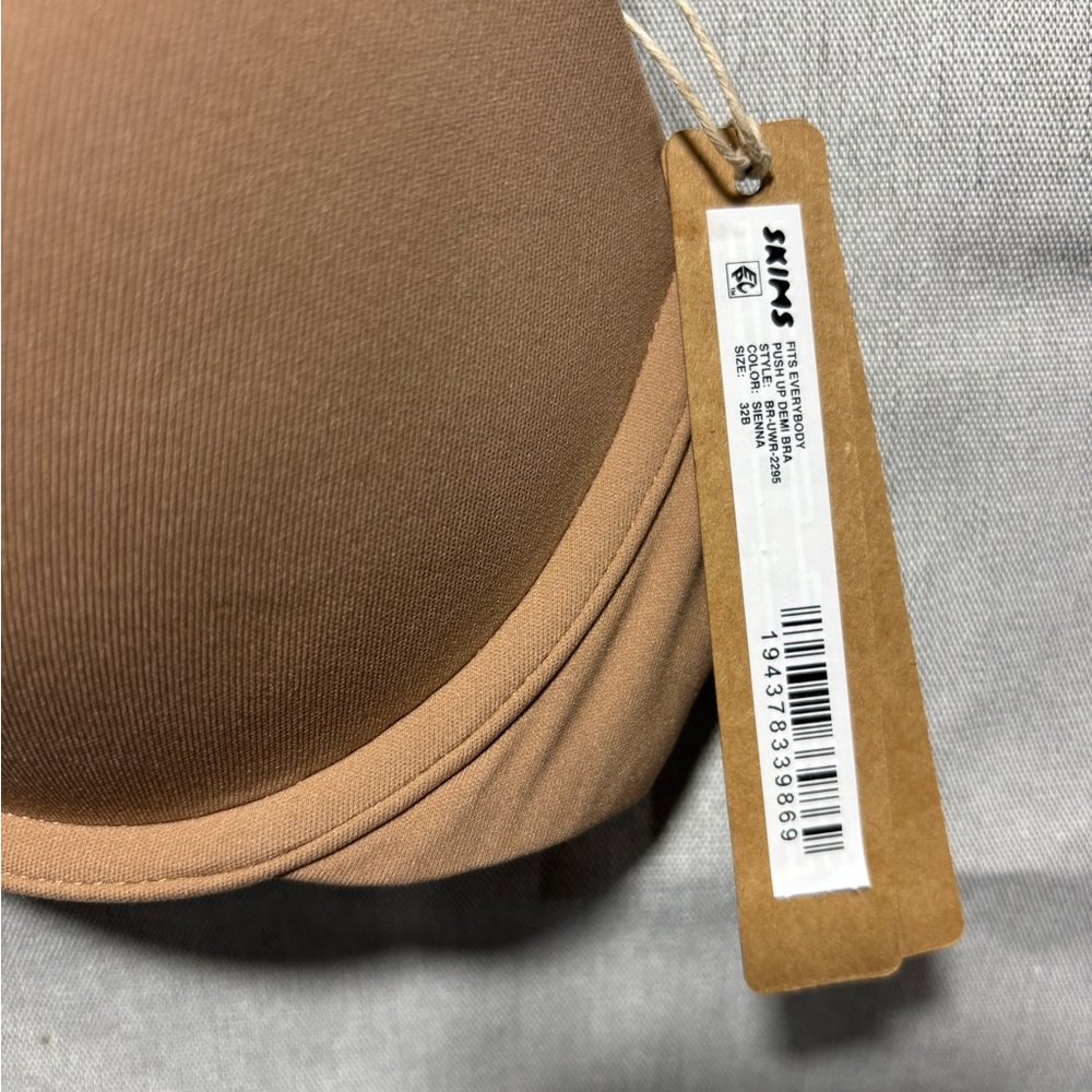 SKIMS Fits Everybody Push Up Demi Sienna Nude Underwire Bra 32B - Picture 3 of 3